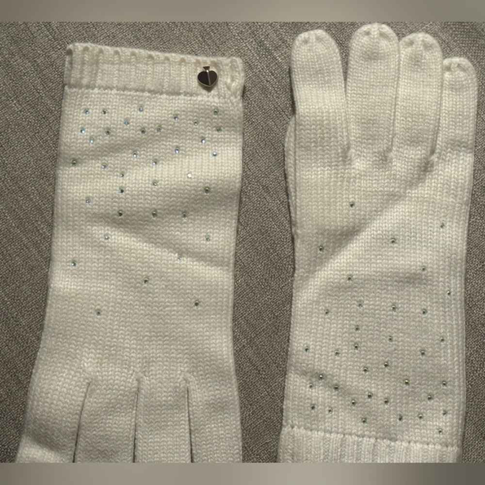 NWT Kate Spade White Gloves Crystal Accents & Gloves Bracelet Sleeve Long